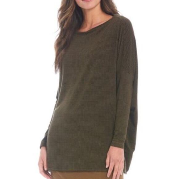 Bryn Walker Dimitri Tunic Top Oversized Green Boxy Terry Knit Relaxed Large NWT - Picture 1 of 10